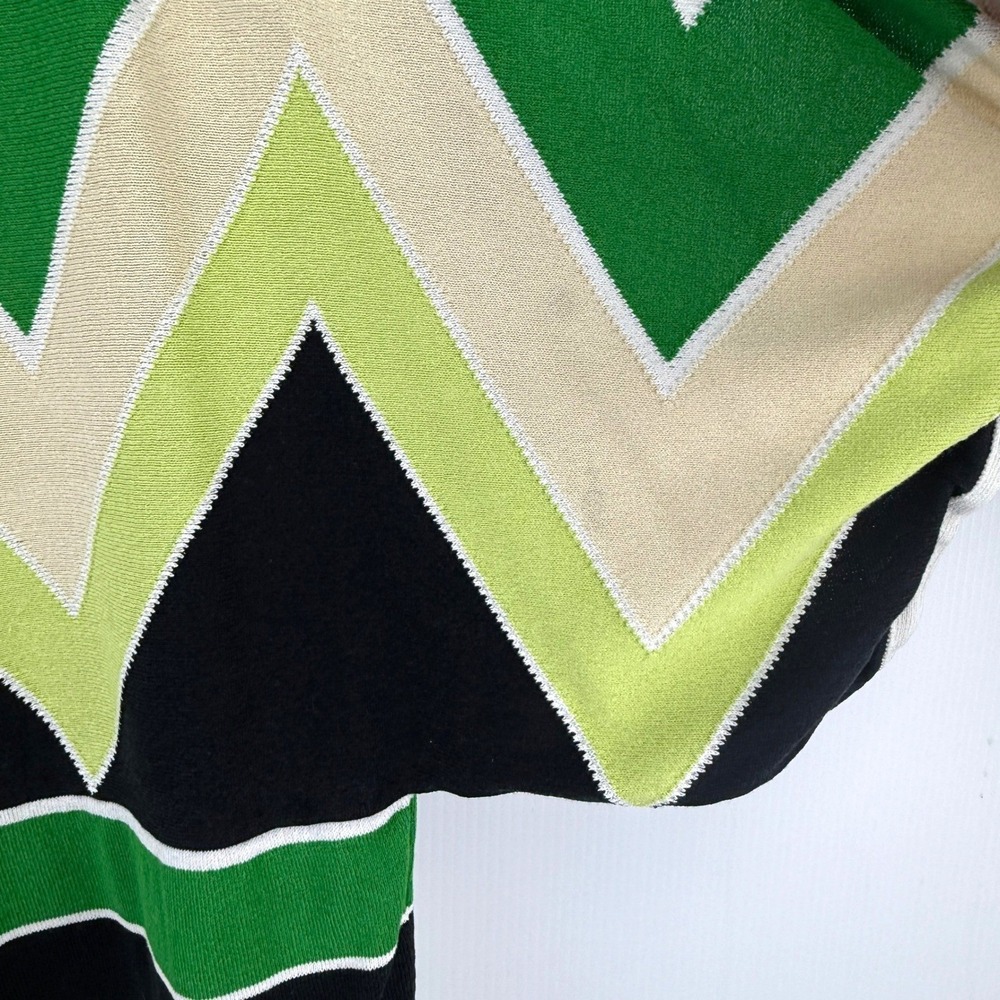 ESCADA VTG 90's Green Knit Chevron Stripe Peekaboo Dolman Top Made in Italy 42 - Picture 13 of 14